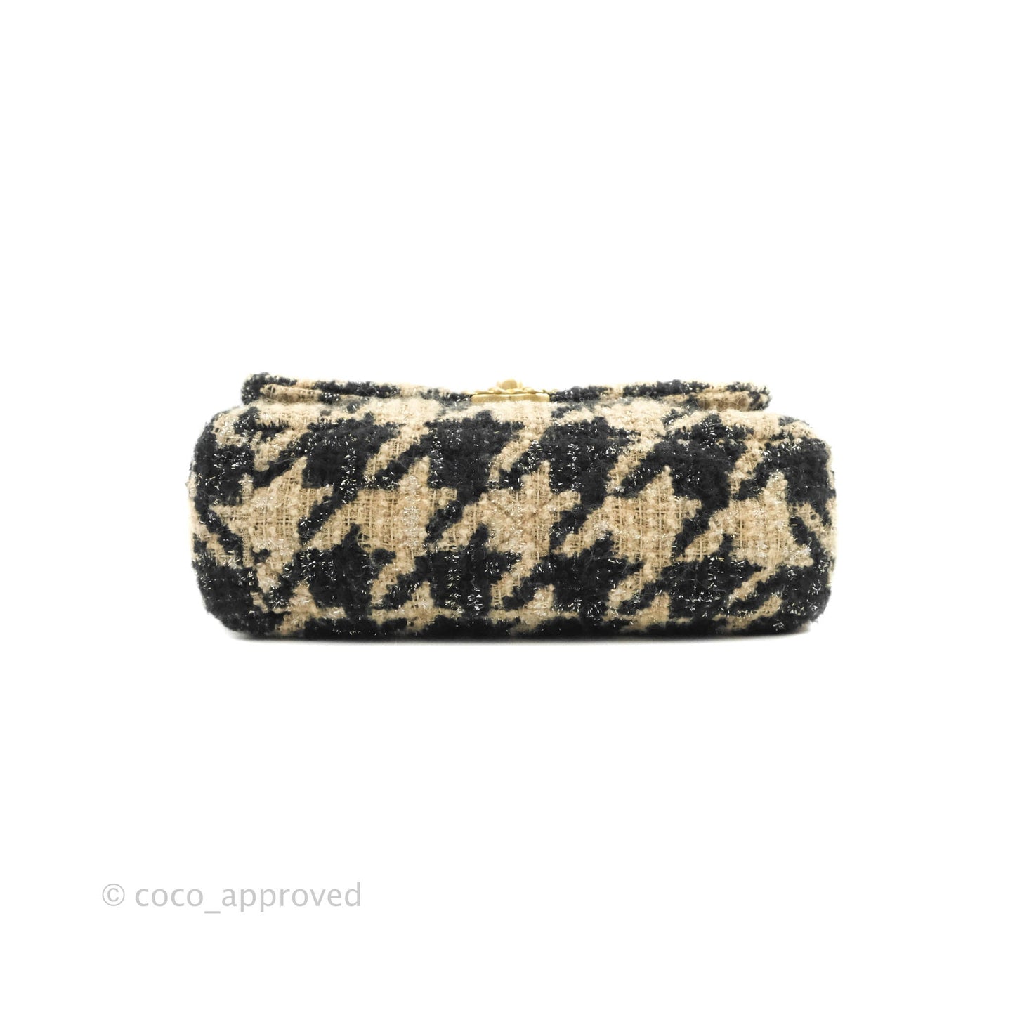 Chanel 19 Small Tweed Houndstooth Black Beige Mixed Hardware