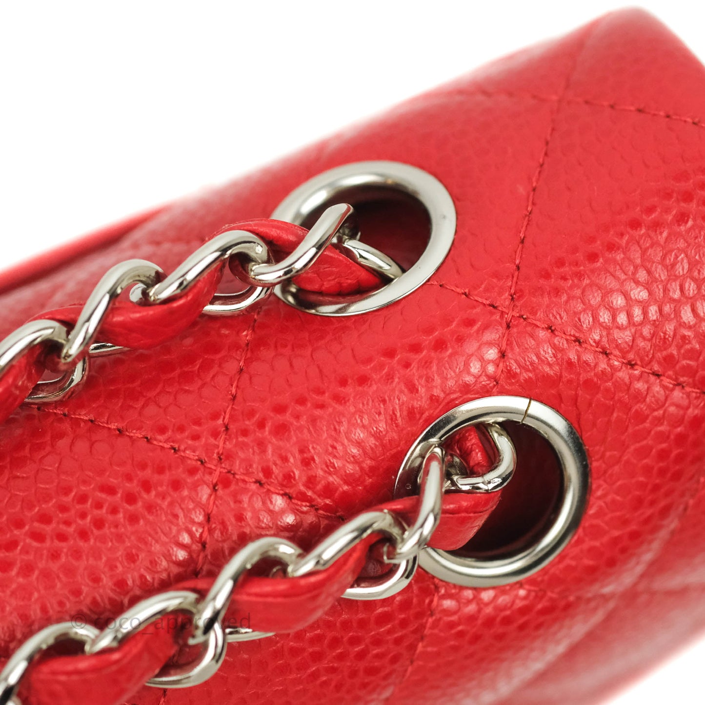 Chanel Classic M/L Medium Double Flap Red Caviar Silver Hardware