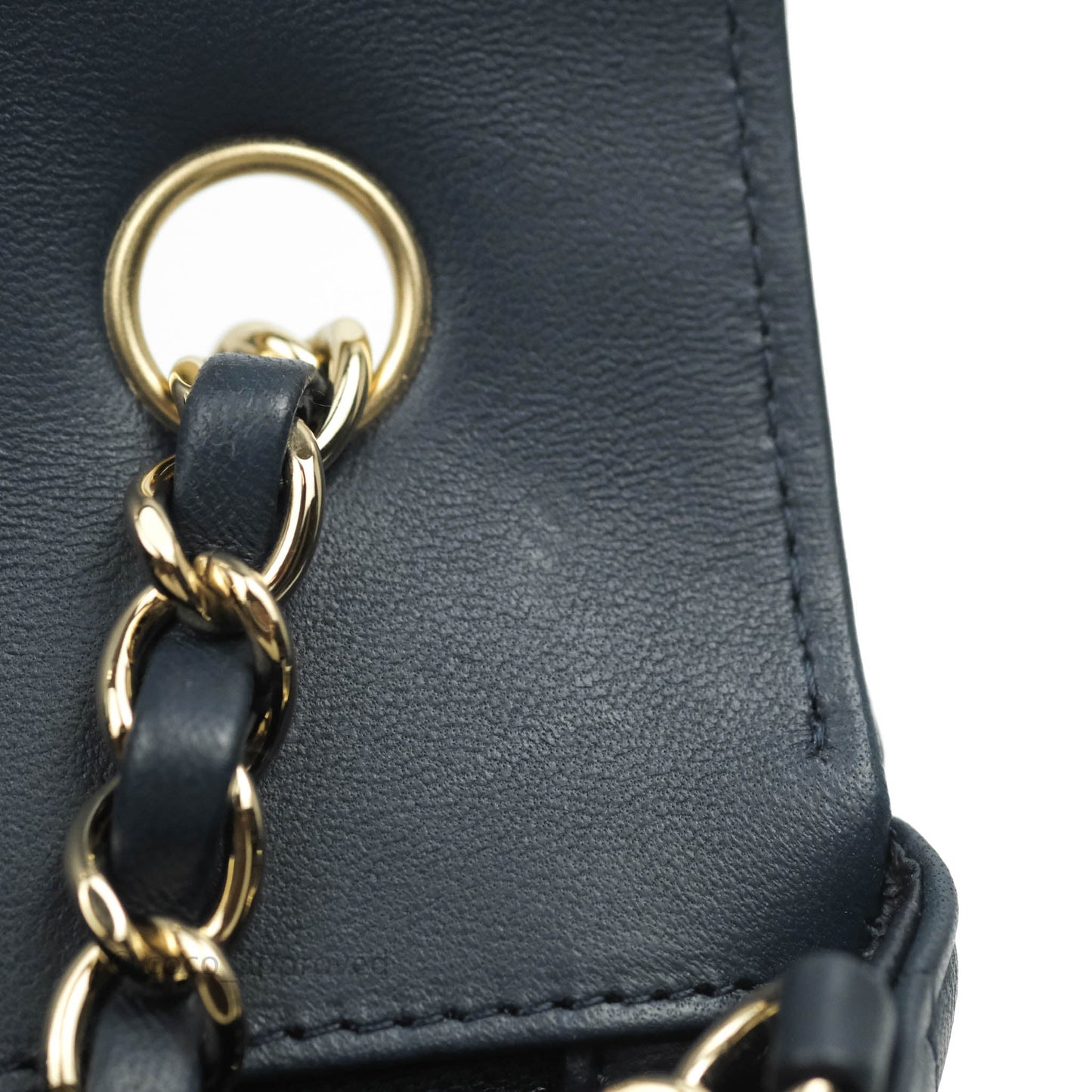 Chanel Chevron Mini Rectangular Flap Navy Lambskin Gold Hardware