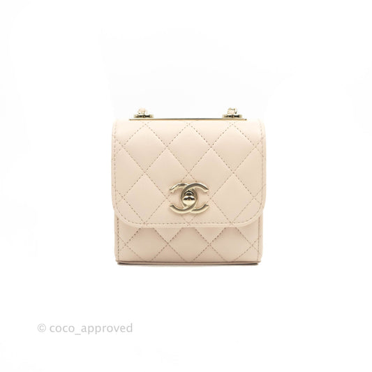 Chanel Mini Quilted Trendy CC Clutch With Chain Rose Clair Pink Lambskin Gold Hardware
