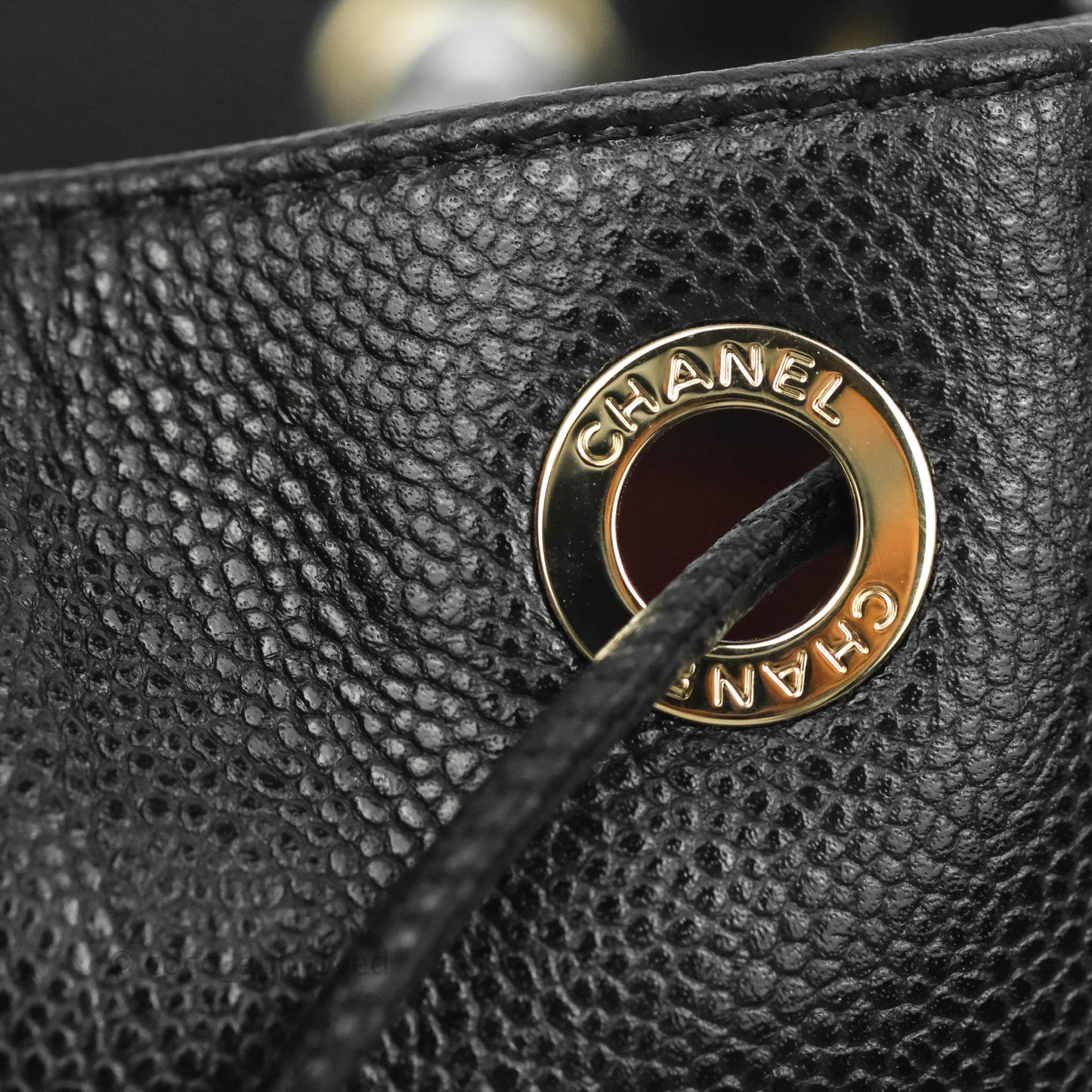 Chanel Business Affinity Drawstring Bucket Bag Black Caviar Gold Hardware 21P