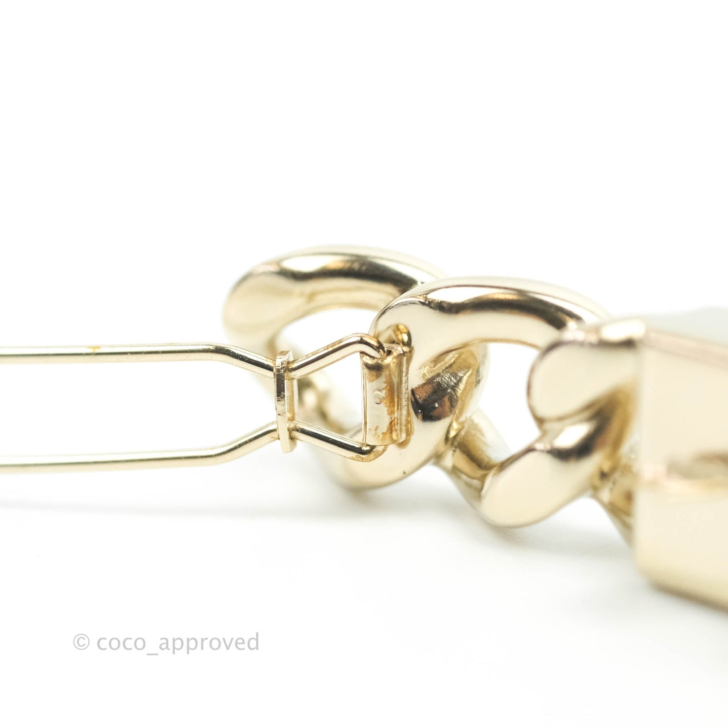 Chanel Crystal Chain CC Hair Clip Barrette Gold 21C
