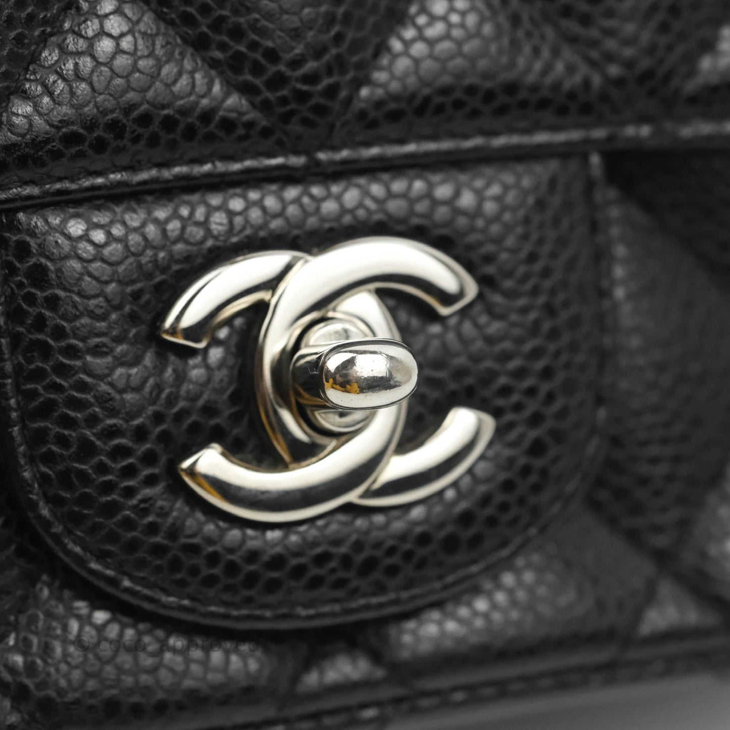 Chanel Mini Square Quilted Black Caviar Silver Hardware
