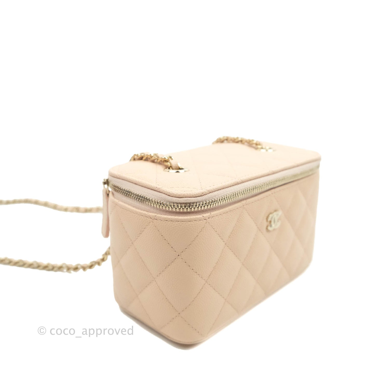 Chanel Classic Vanity Rectangular Light Beige Caviar Gold Hardware 22C