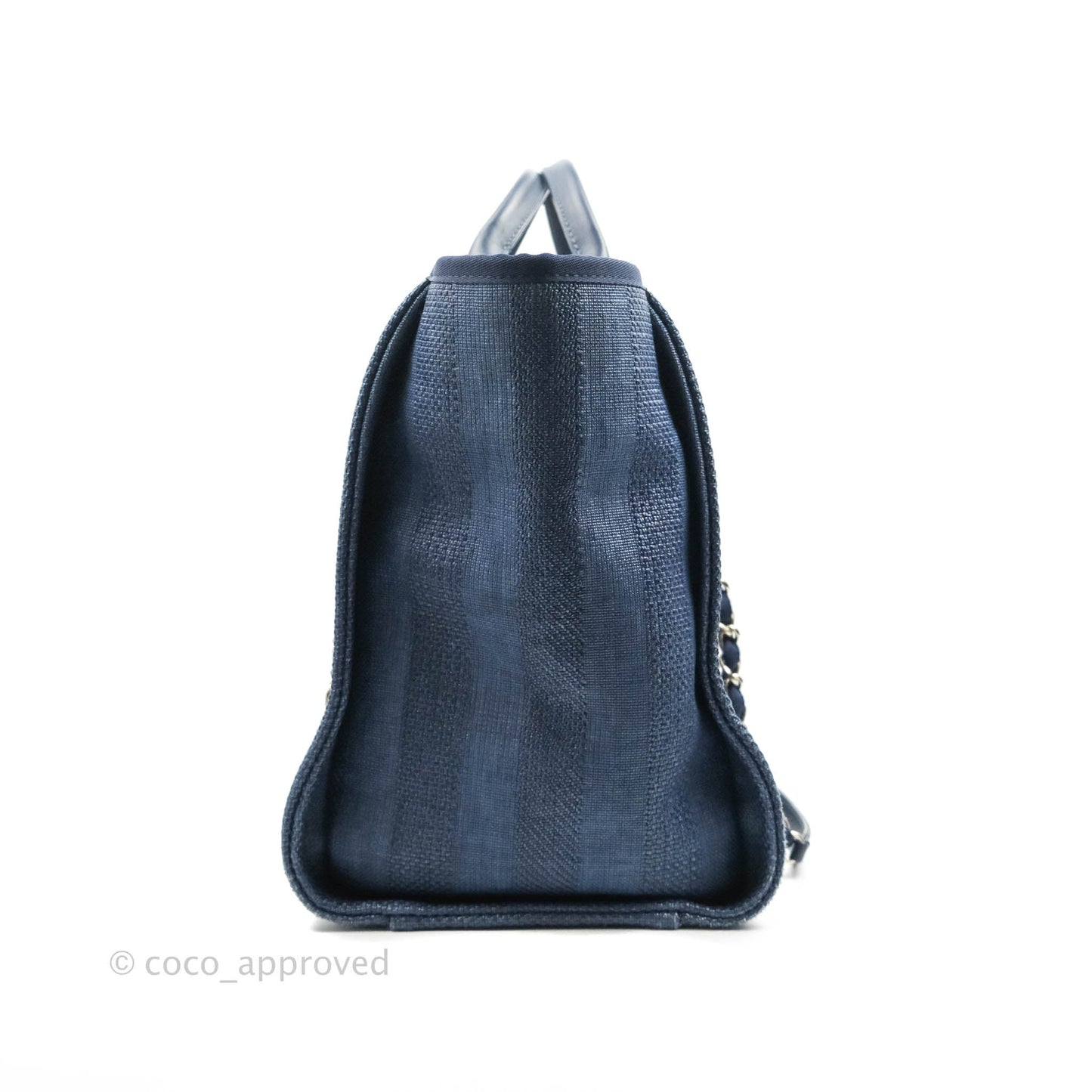 Chanel Large Deauville Navy Blue Canvas Gold Hardware
