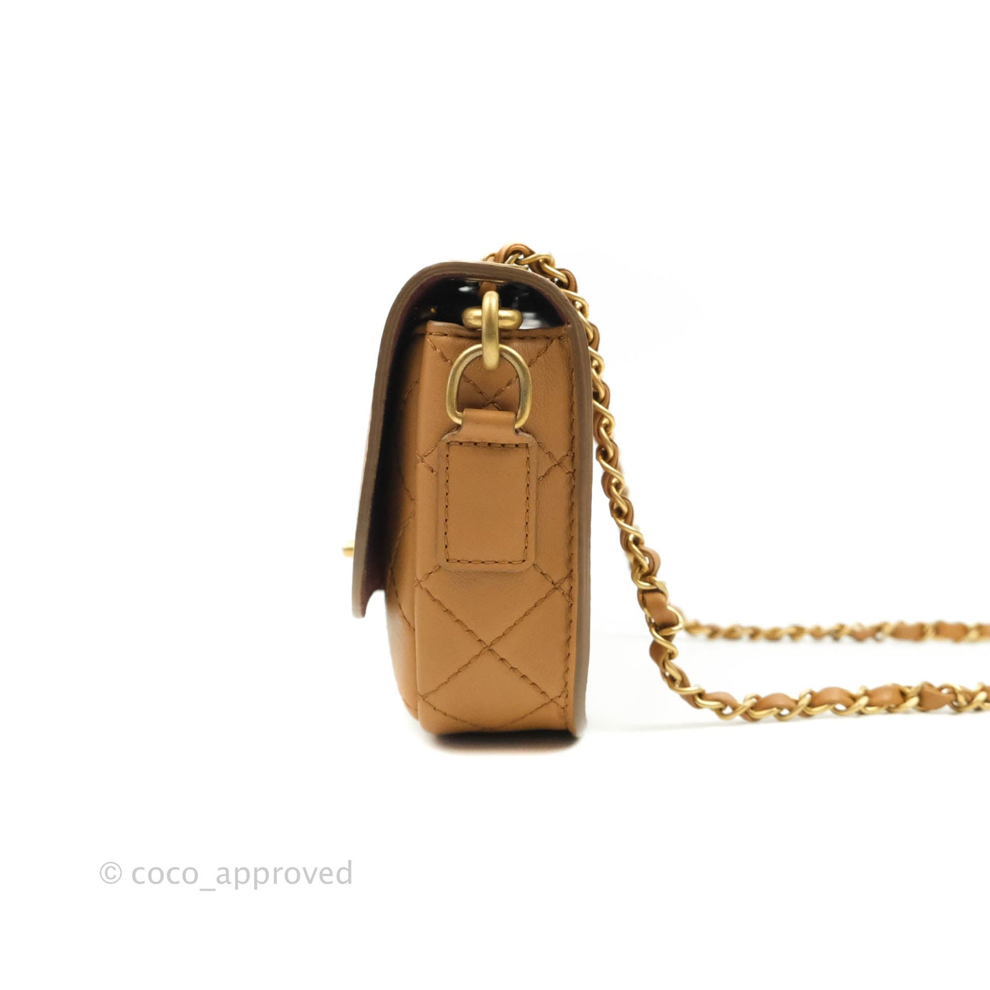 Chanel Quilted Flap With Coin Purse Caramel Calfskin Aged Gold Hardware 19K