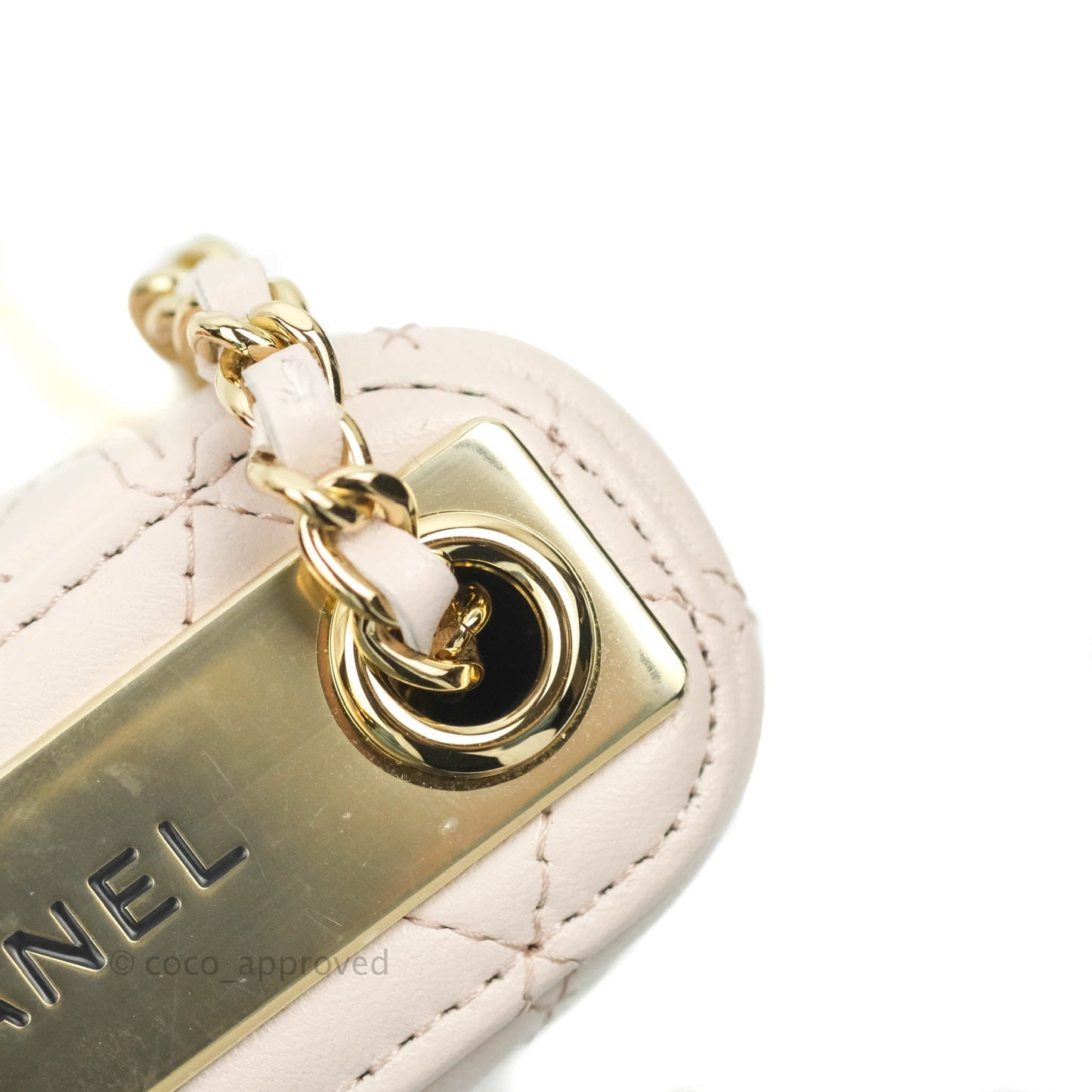 Chanel Quilted Trendy Vanity Phone Holder With Chain Pale Pink Lambskin Gold Hardware