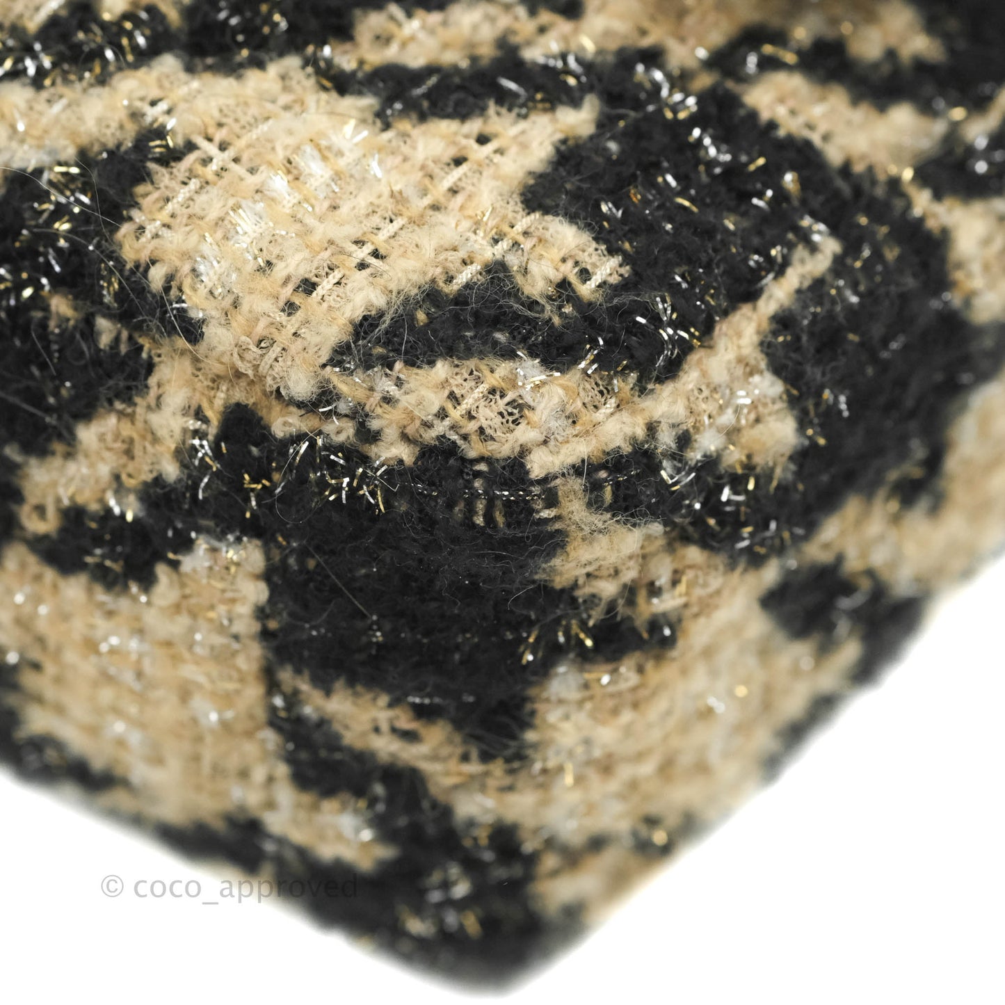Chanel 19 Small Tweed Houndstooth Black Beige Mixed Hardware