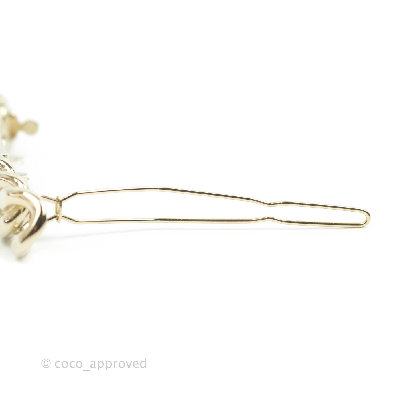 Chanel Crystal Chain CC Hair Clip Barrette Gold 21C