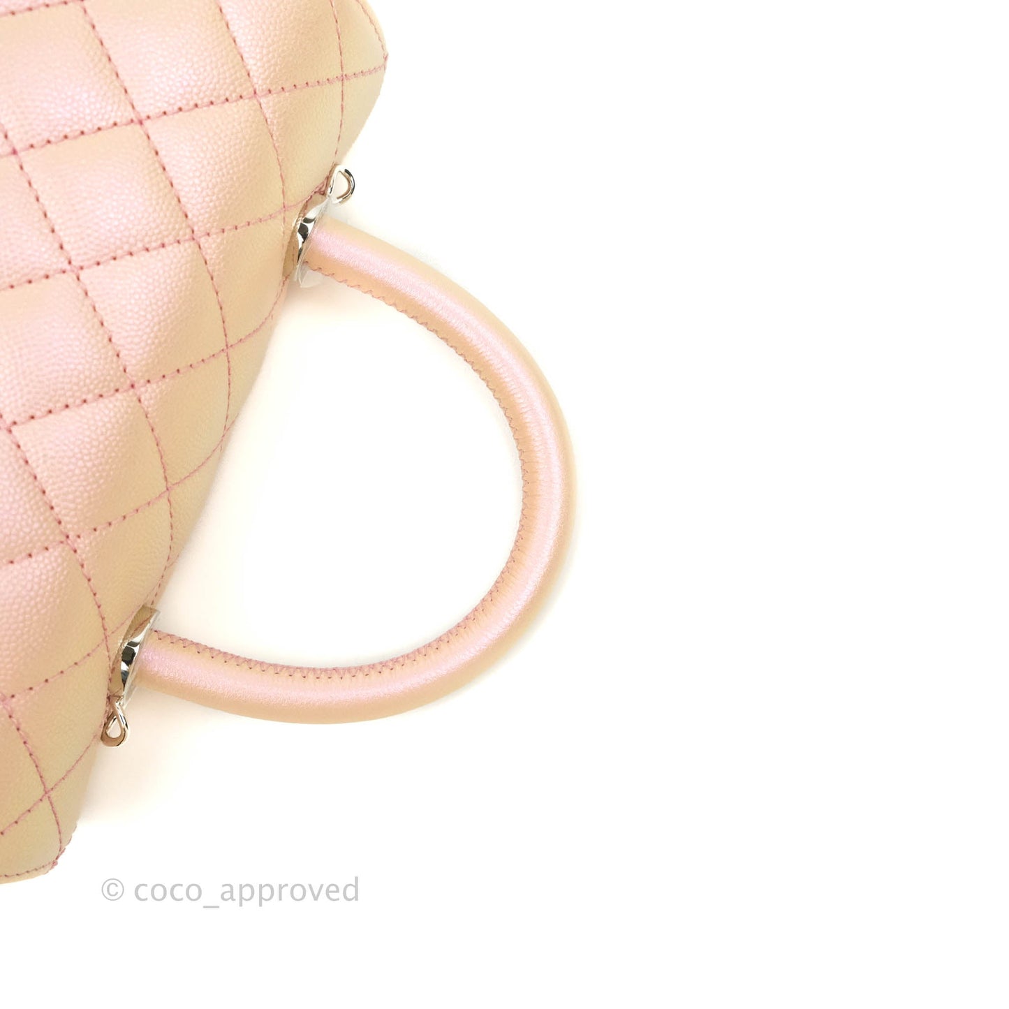Chanel Small Quilted Coco Handle Iridescent Light Pink Caviar Rainbow Hardware