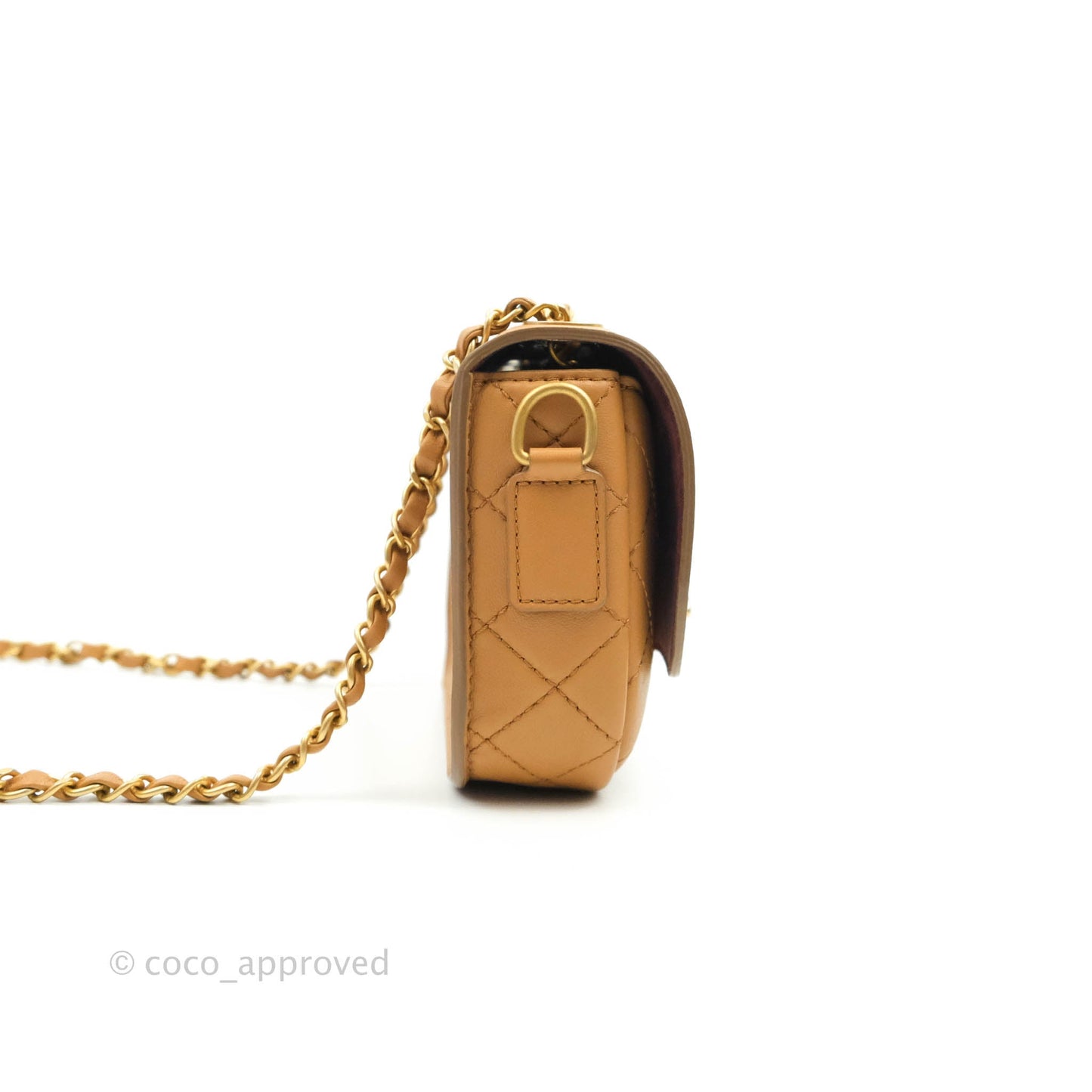 Chanel Quilted Flap With Coin Purse Caramel Calfskin Aged Gold Hardware 19K