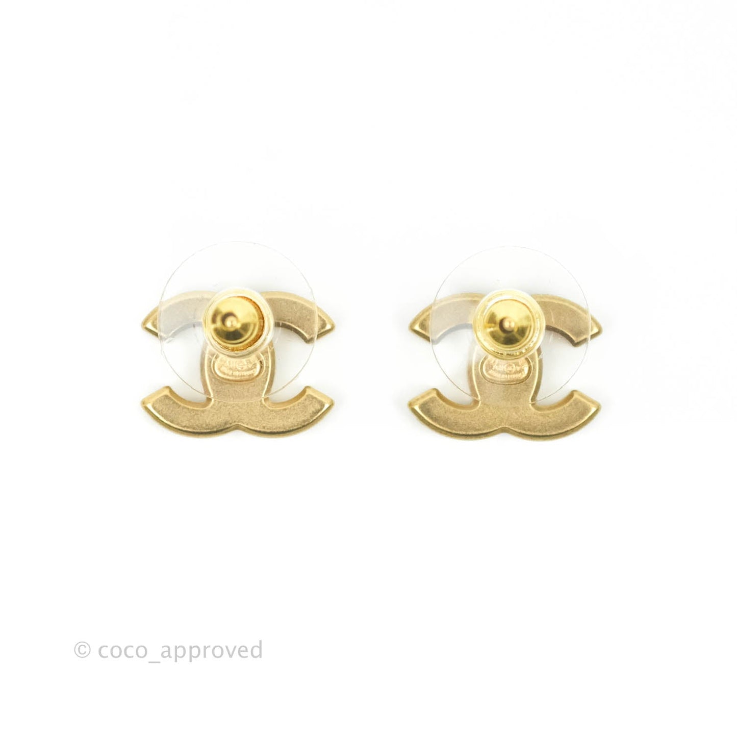 Chanel Crystal CC Earrings Gold Tone 21V