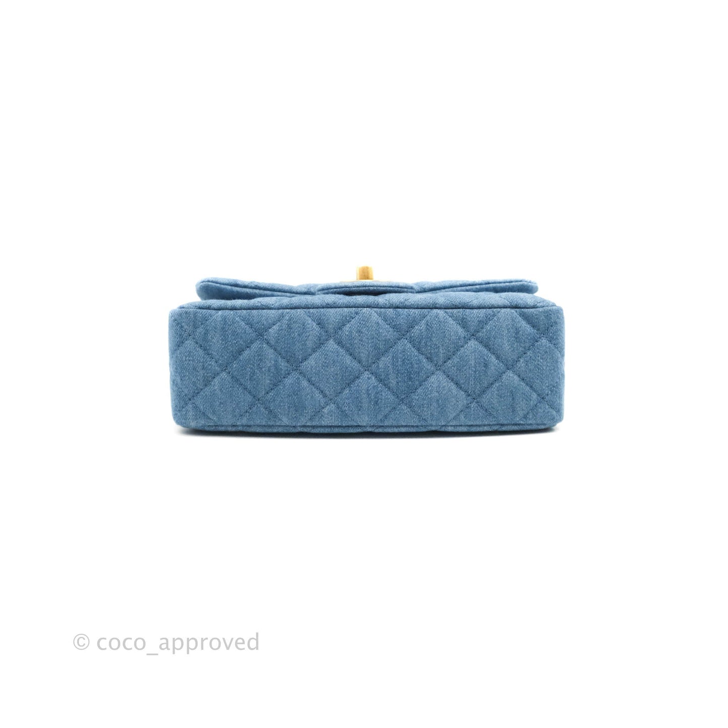 Chanel Mini Rectangular Pearl Crush Quilted Denim Aged Gold Hardware 22C