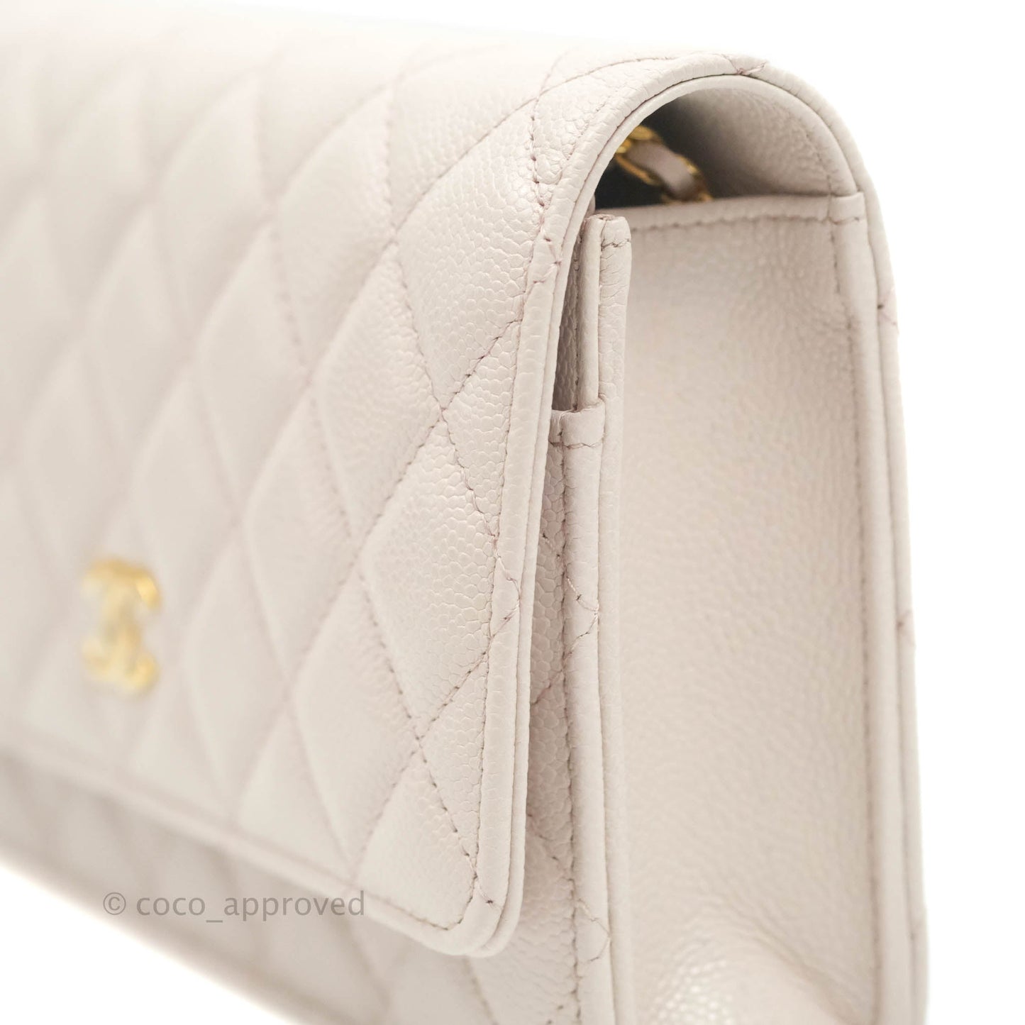 Chanel Quilted WOC Lilac Caviar CC Coco Chain Gold Hardware