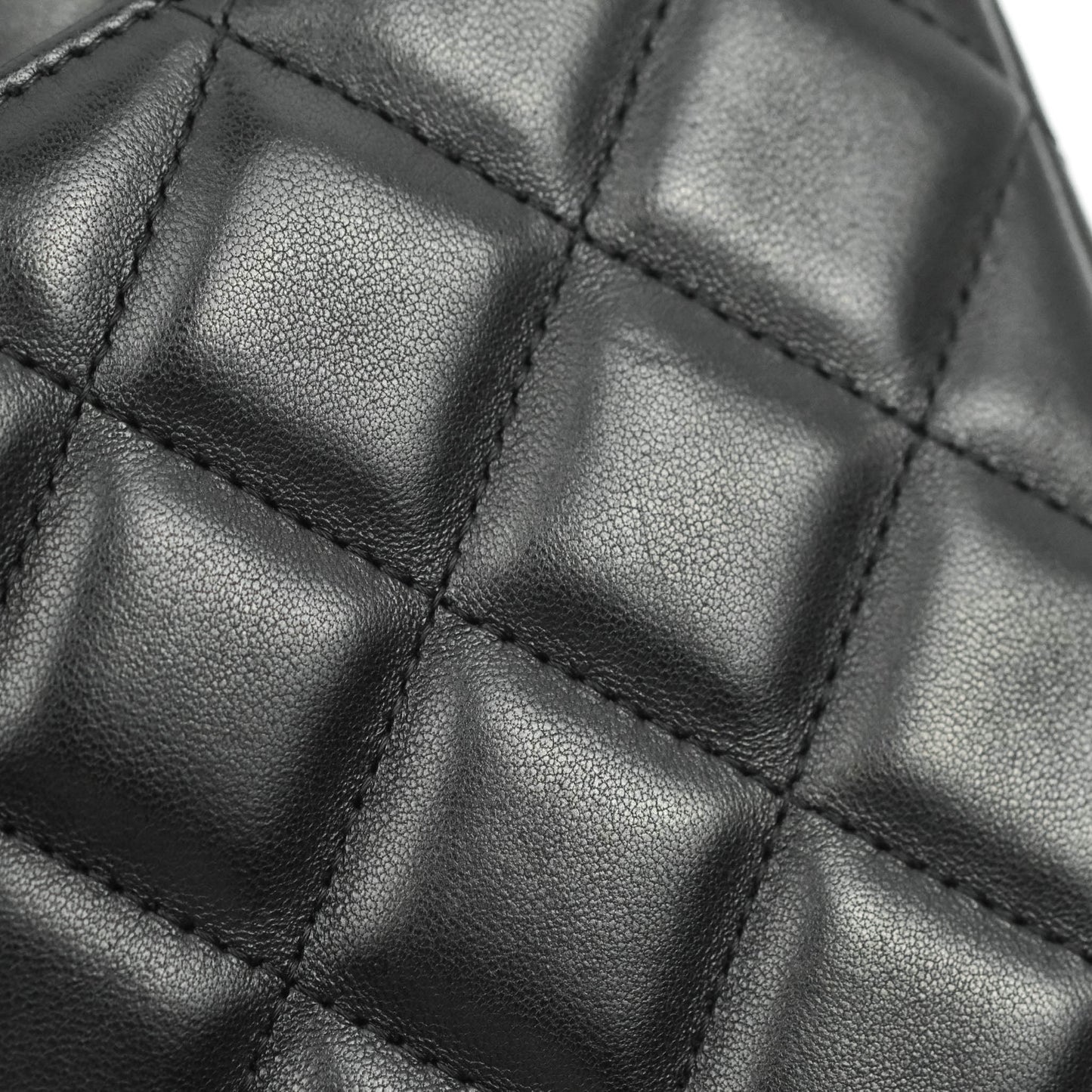Chanel Quilted Clutch with Chain Black Lambskin Silver Hardware