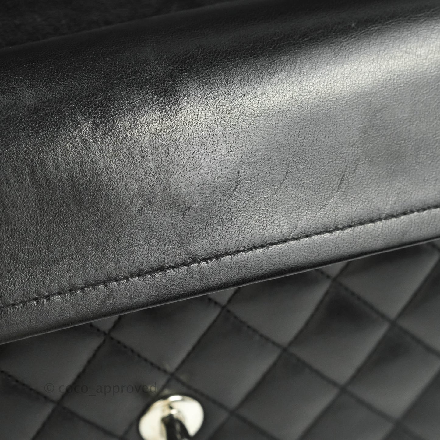 Chanel Classic M/L Medium Double Flap Black Lambskin Silver Hardware