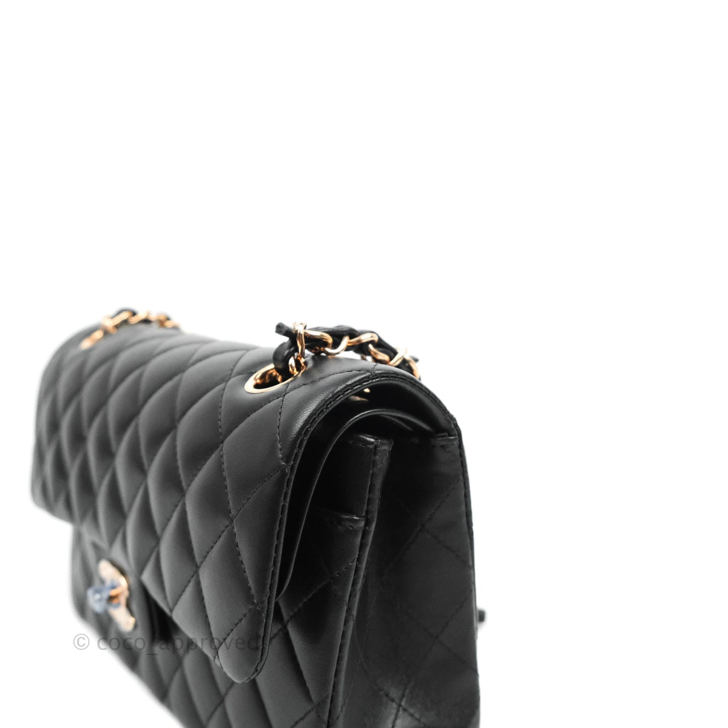 Chanel Classic Small S/M Flap Black Lambskin Rose Pink-Gold Hardware