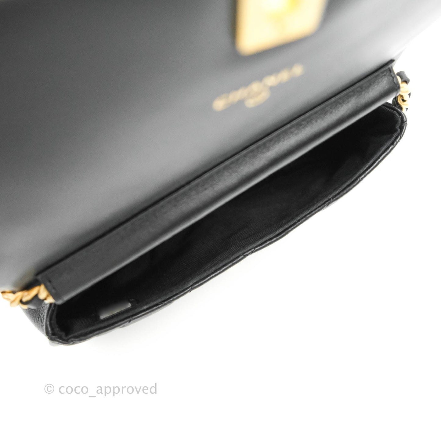 Chanel Clutch with Chain Black Calfskin Aged Gold Hardware