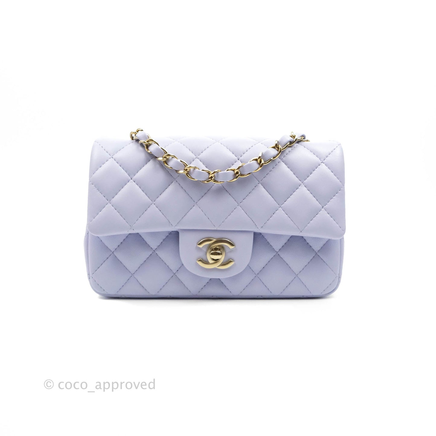 Chanel Quilted Mini Rectangular Lilac Lambskin Gold Hardware 21K