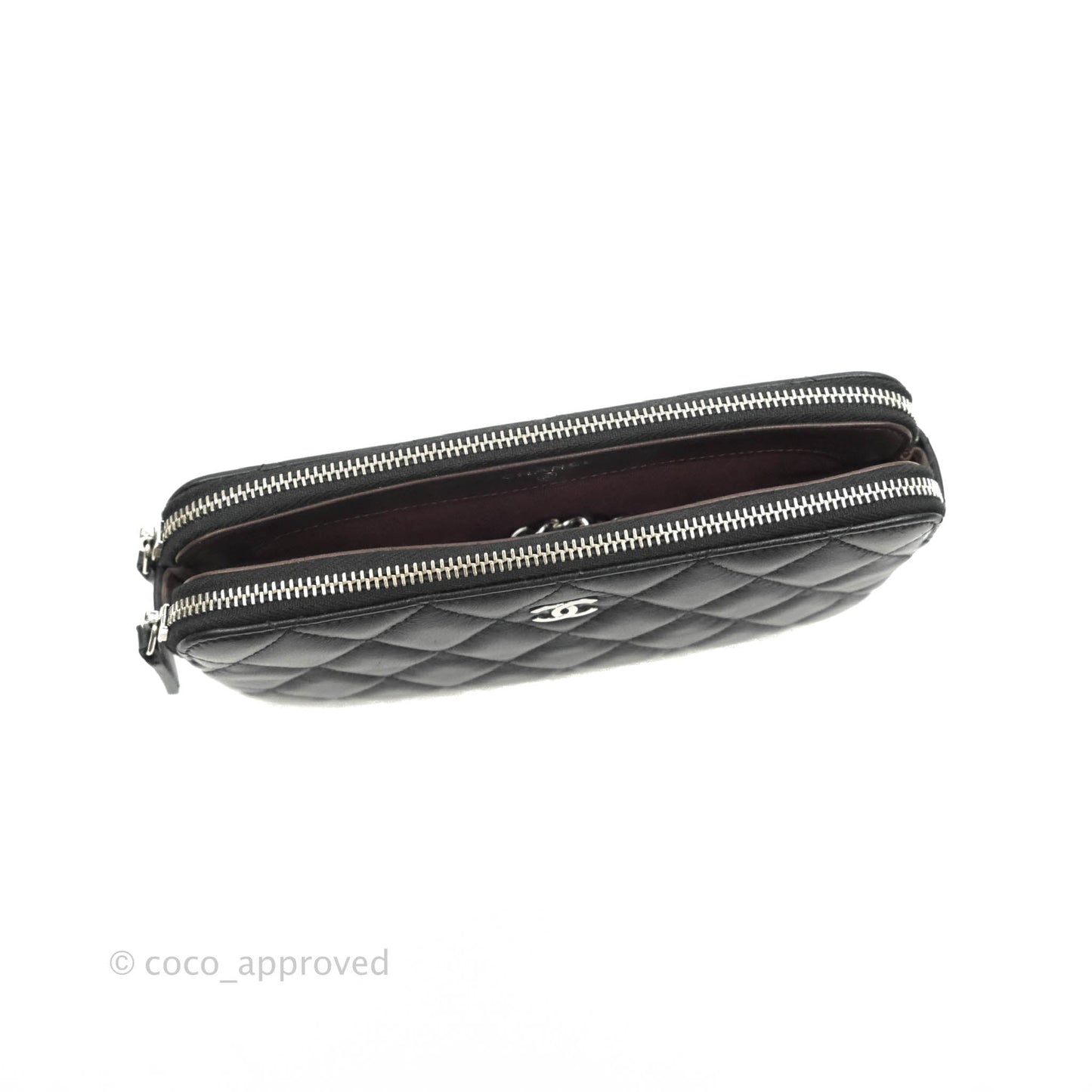 Chanel Classic Small Clutch With Chain Black Lambskin Silver Hardware