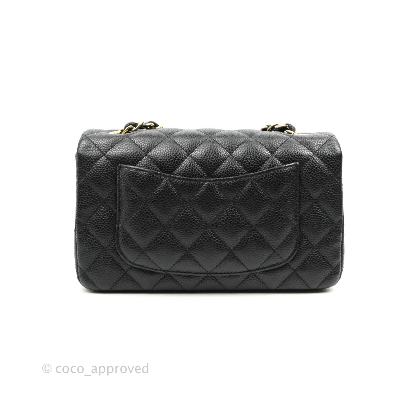 Chanel Quilted Mini Rectangular Flap Black Caviar Gold Hardware 18S