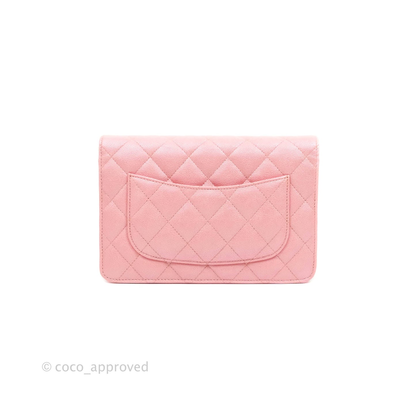 Chanel Quilted Wallet on Chain WOC Iridescent Pink Caviar Gold Hardware 19S