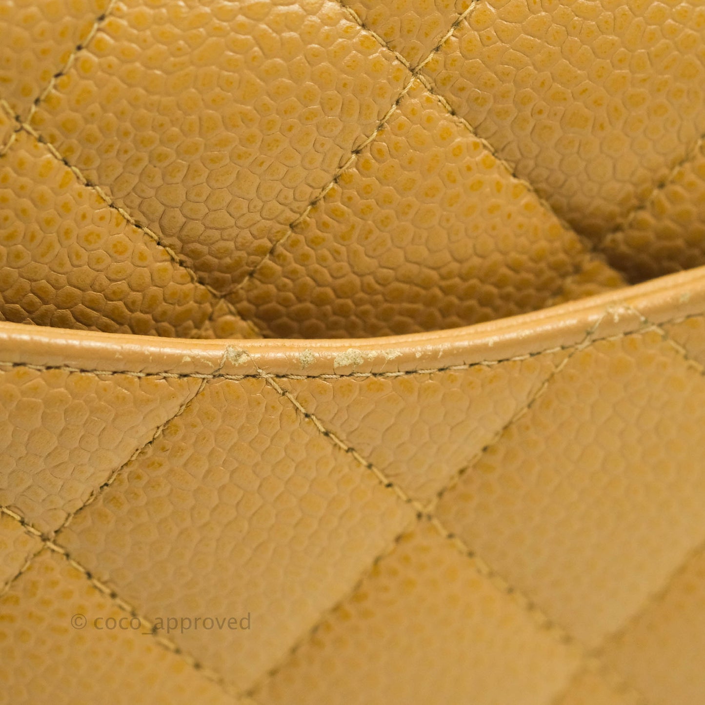 Chanel Vintage Quilted Mini Square Dark Beige Caviar 24K Gold Hardware
