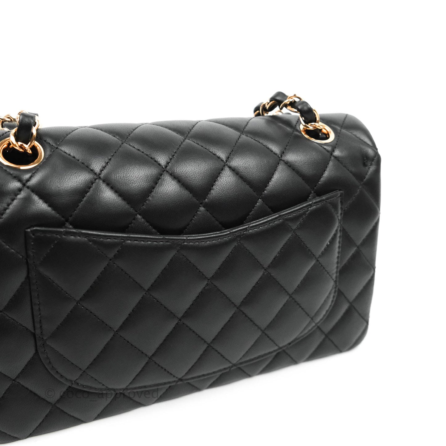 Chanel Classic Small S/M Flap Black Lambskin Rose Pink-Gold Hardware
