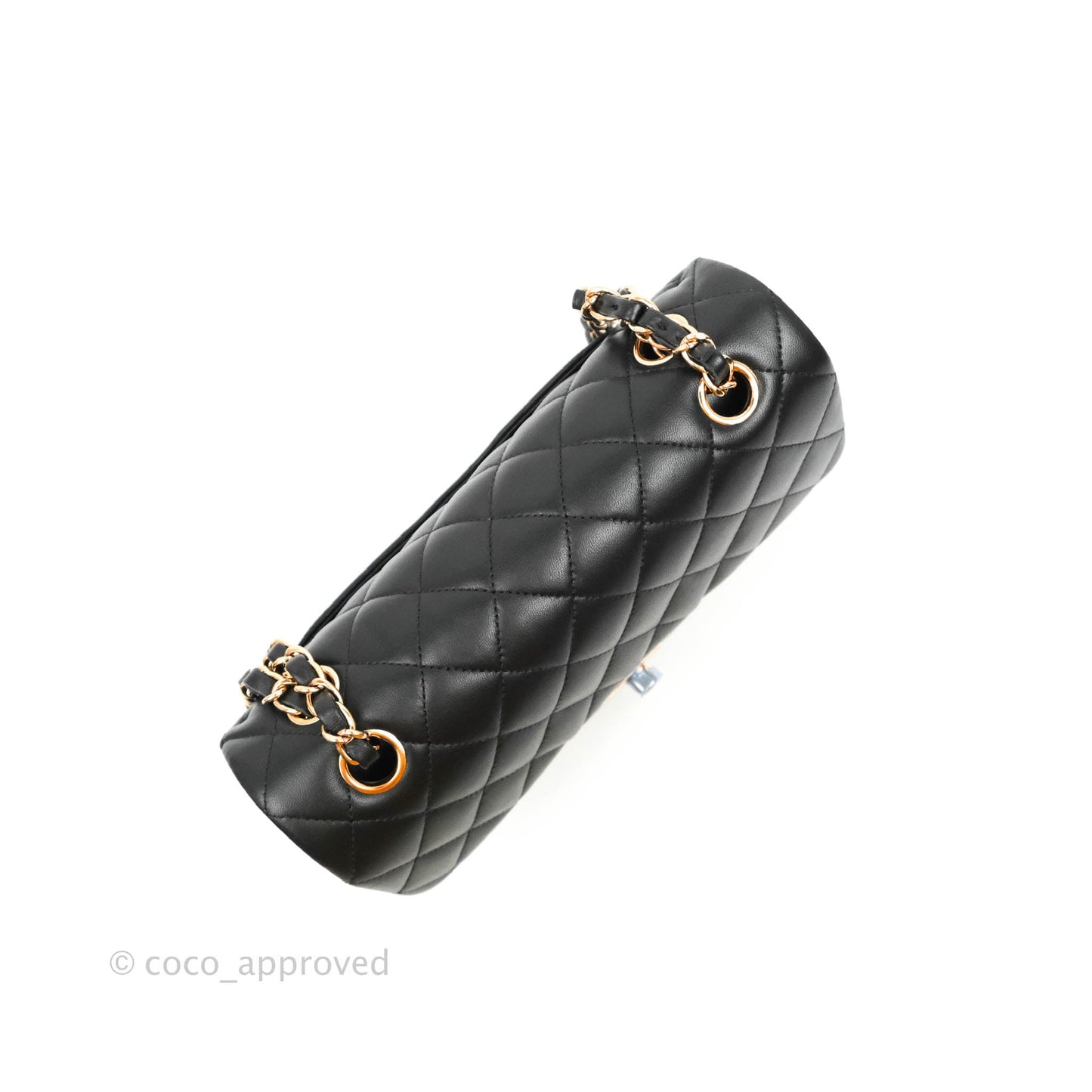 Chanel Classic Small S/M Flap Black Lambskin Rose Pink-Gold Hardware