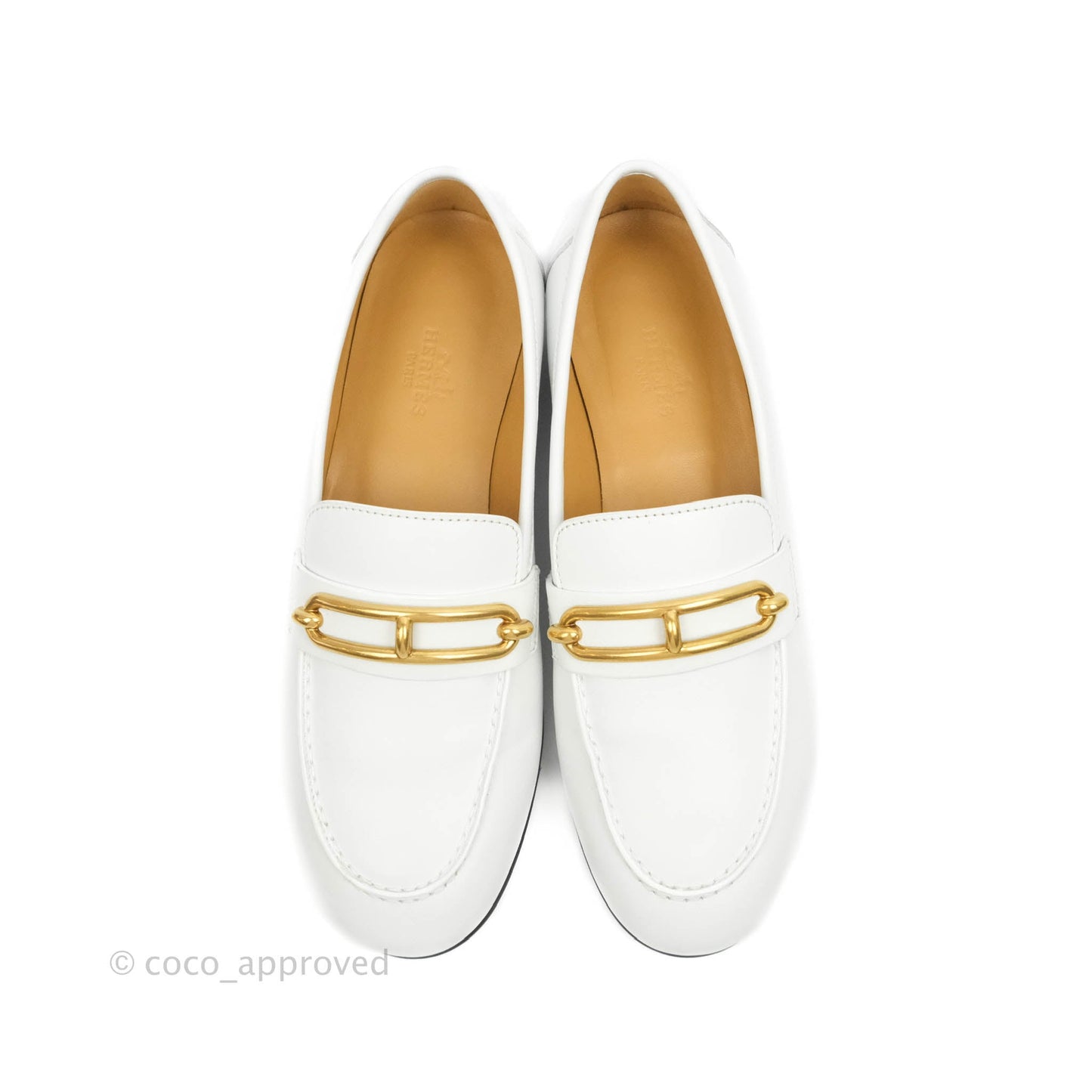 Hermès Colette Loafer in White Calfskin Size 35.5
