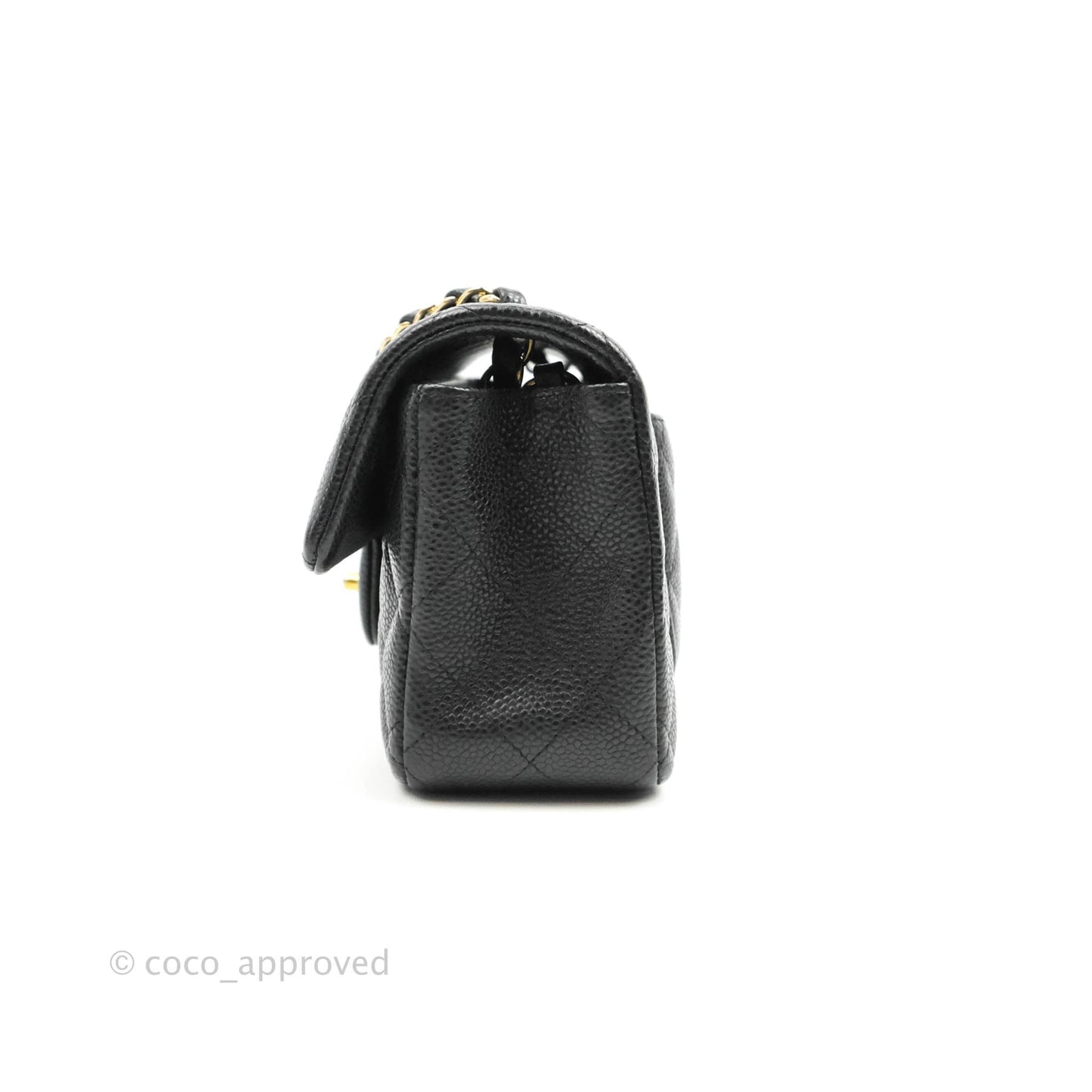 Chanel Quilted Mini Rectangular Flap Black Caviar Gold Hardware 18S