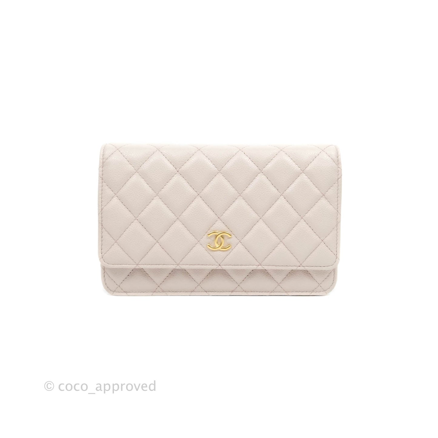 Chanel Quilted WOC Lilac Caviar CC Coco Chain Gold Hardware
