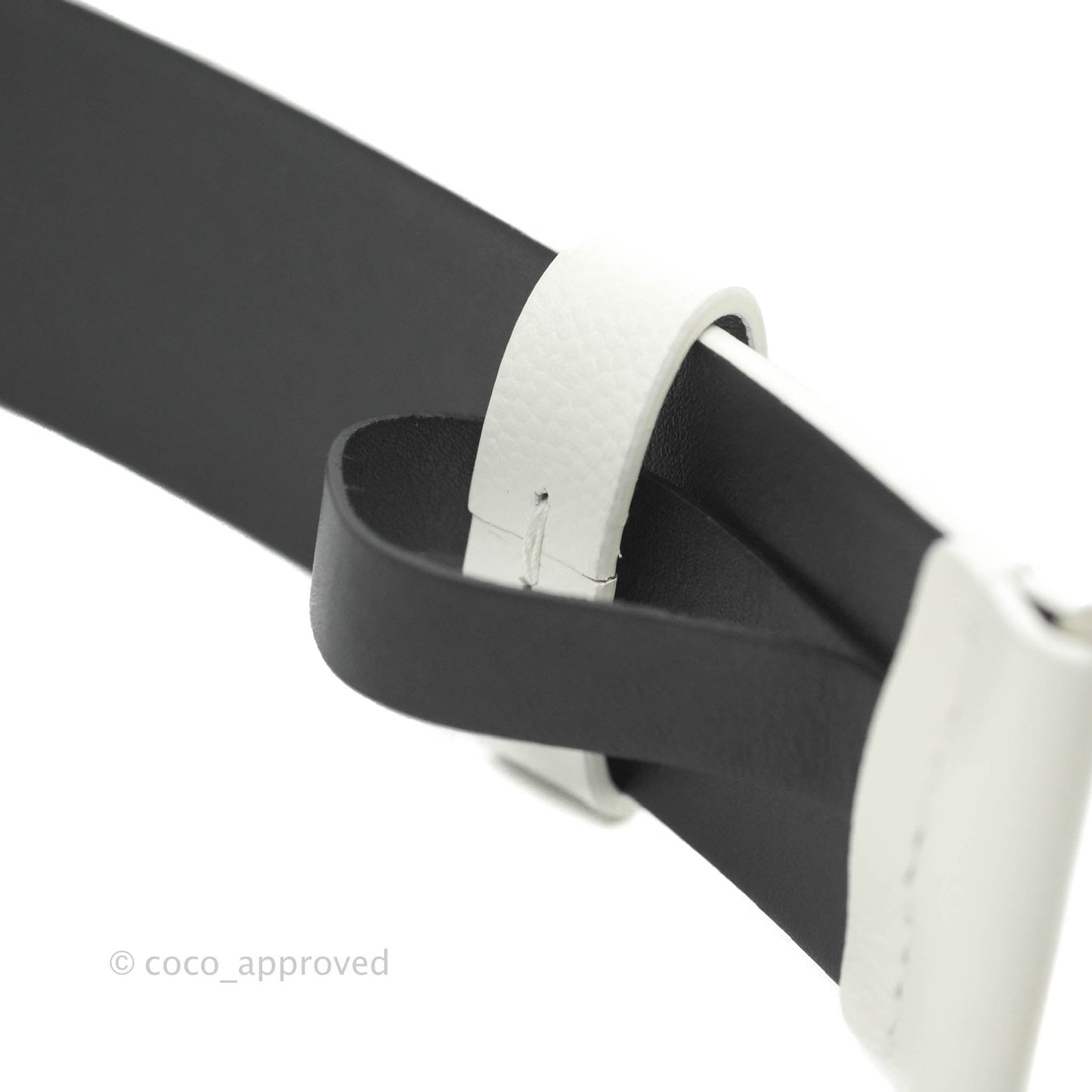 Chanel CC Leather Belt White Caviar Silver Hardware 20P Size 80