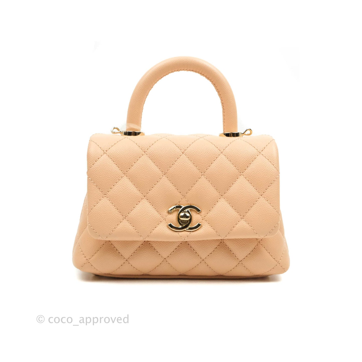 Chanel Extra Mini Coco Handle Quilted Beige Pink Caviar Gold Hardware 21A