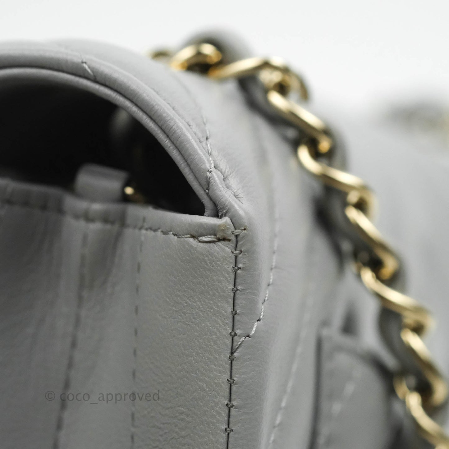 Chanel Chevron Mini Rectangular Flap Grey Lambskin Gold Hardware 20S