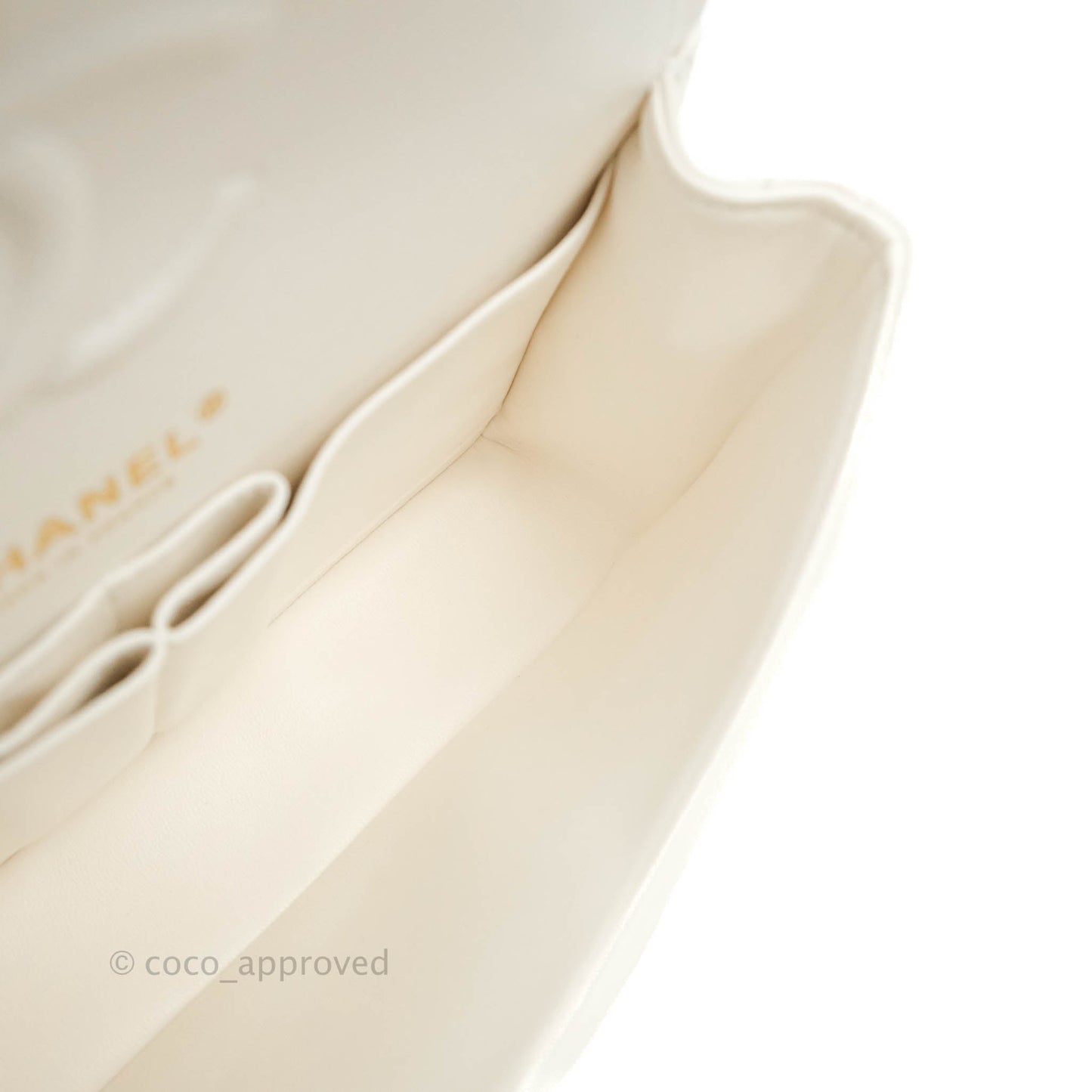 Chanel Classic Quilted Small S/M Flap White Caviar Gold Hardware
