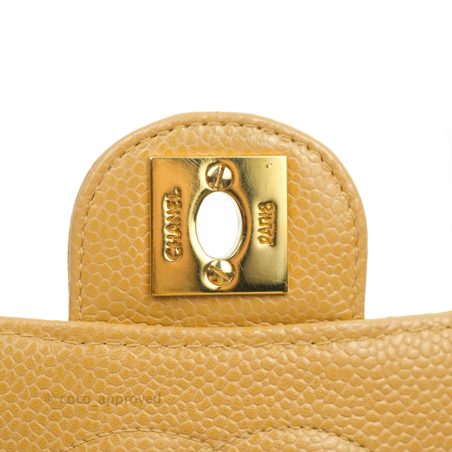 Chanel Vintage Quilted Mini Square Dark Beige Caviar 24K Gold Hardware