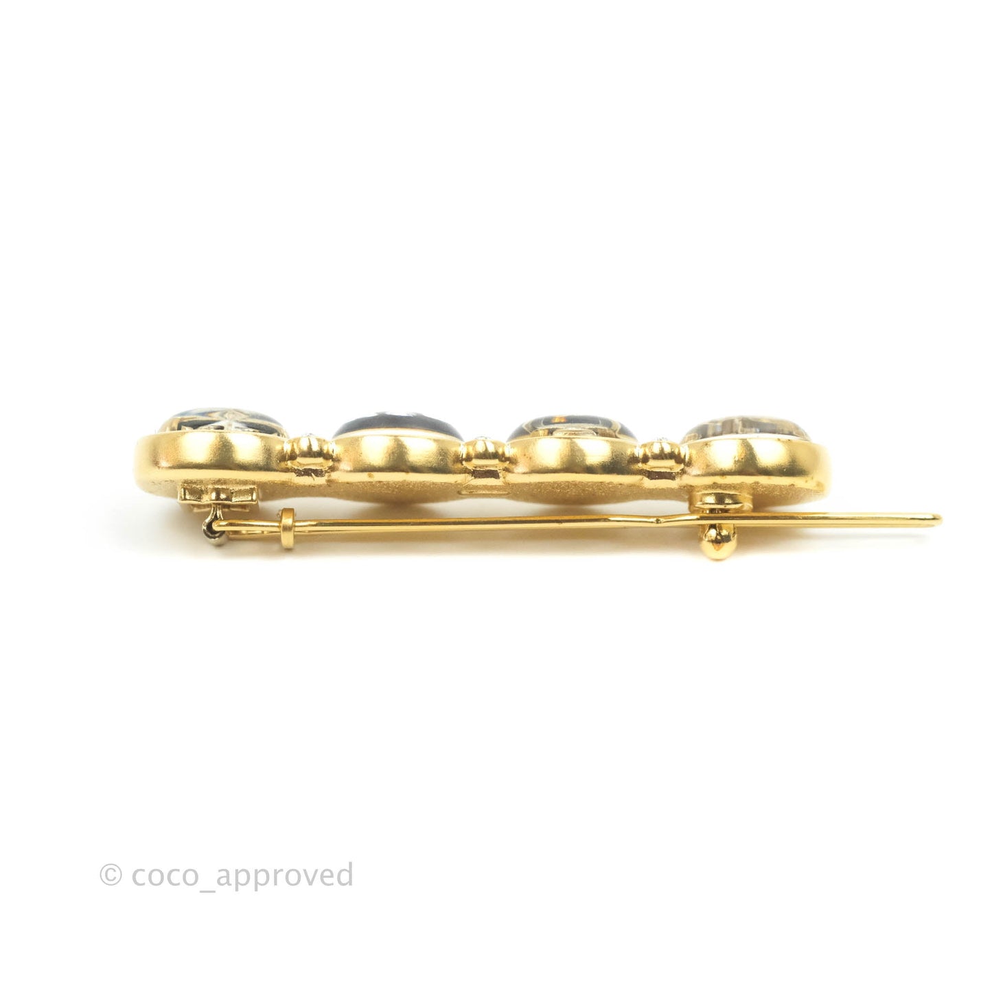 Chanel Clip Barrette Gold Black Crystal 20B