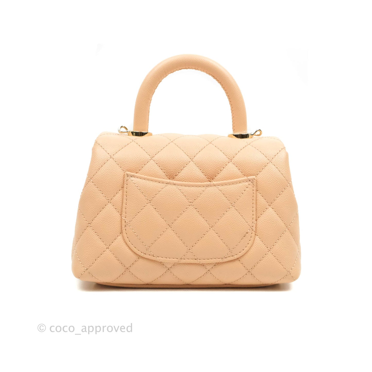 Chanel Extra Mini Coco Handle Quilted Beige Pink Caviar Gold Hardware 21A