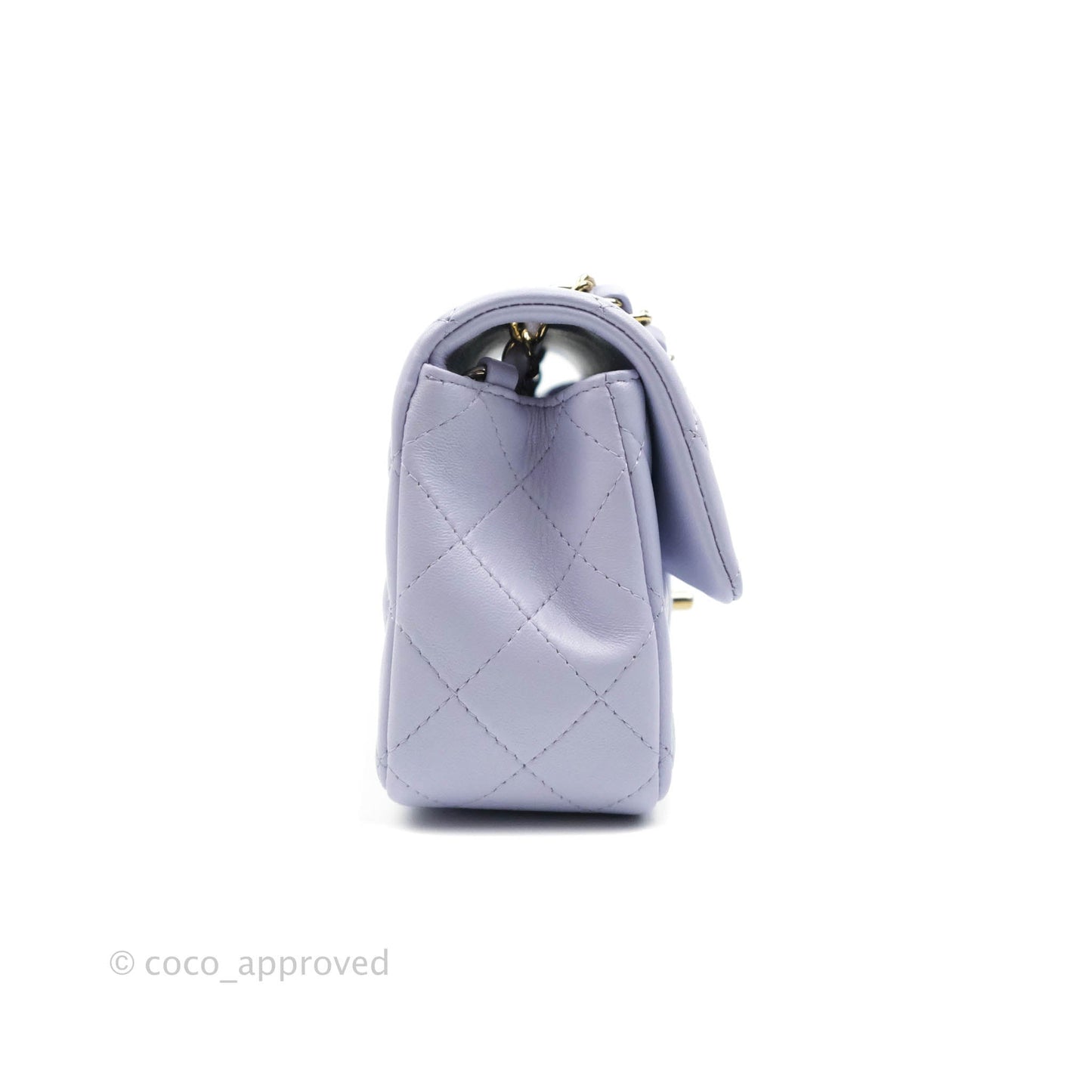 Chanel Quilted Mini Rectangular Lilac Lambskin Gold Hardware 21K