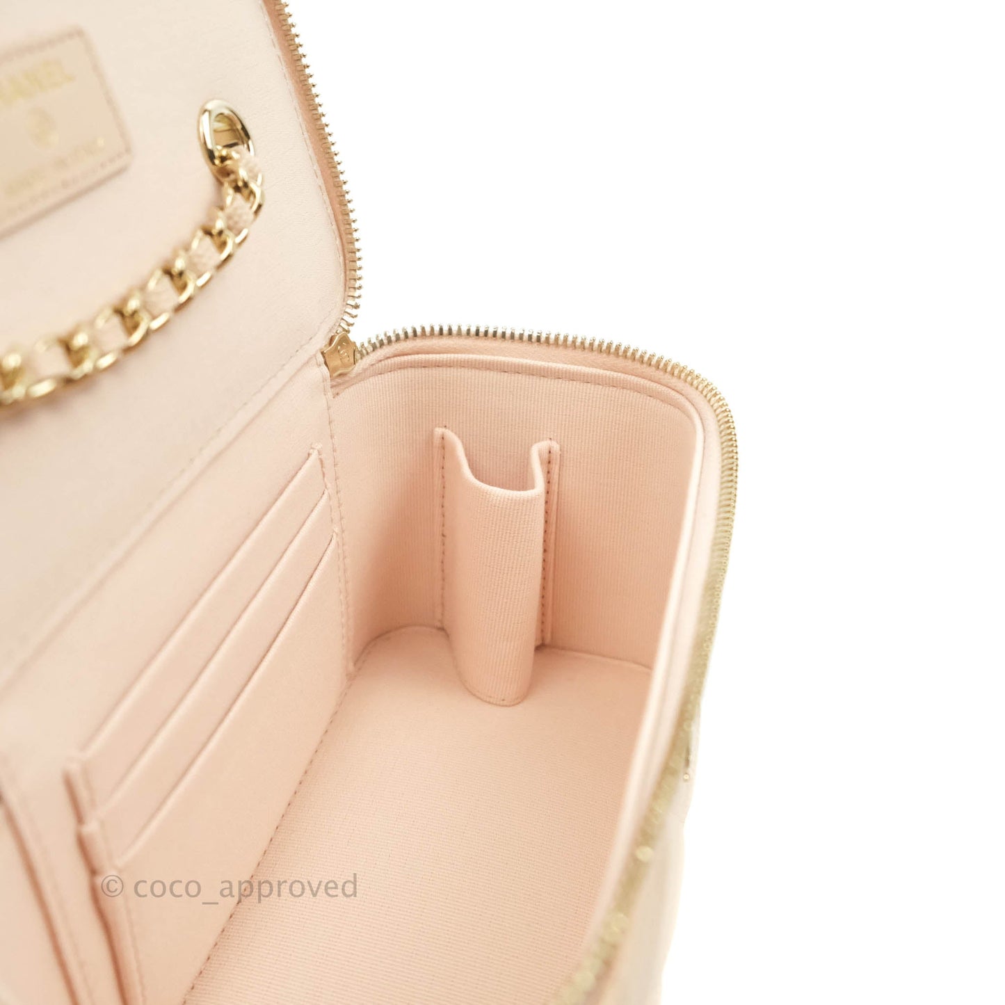Chanel Classic Vanity Rectangular Light Beige Caviar Gold Hardware 22C