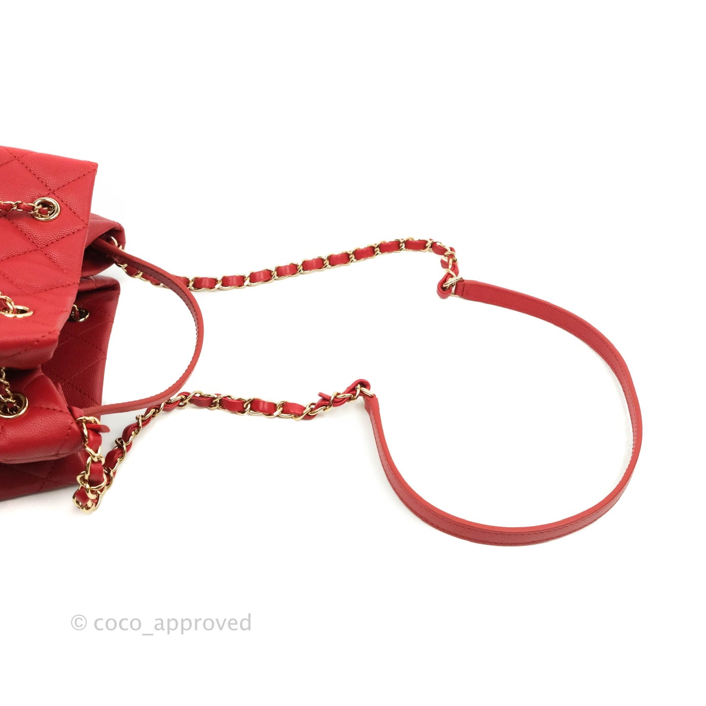 Chanel Medium Quilted Rolled Up Bucket Drawstring Bag Red Caviar Gold Hardware
