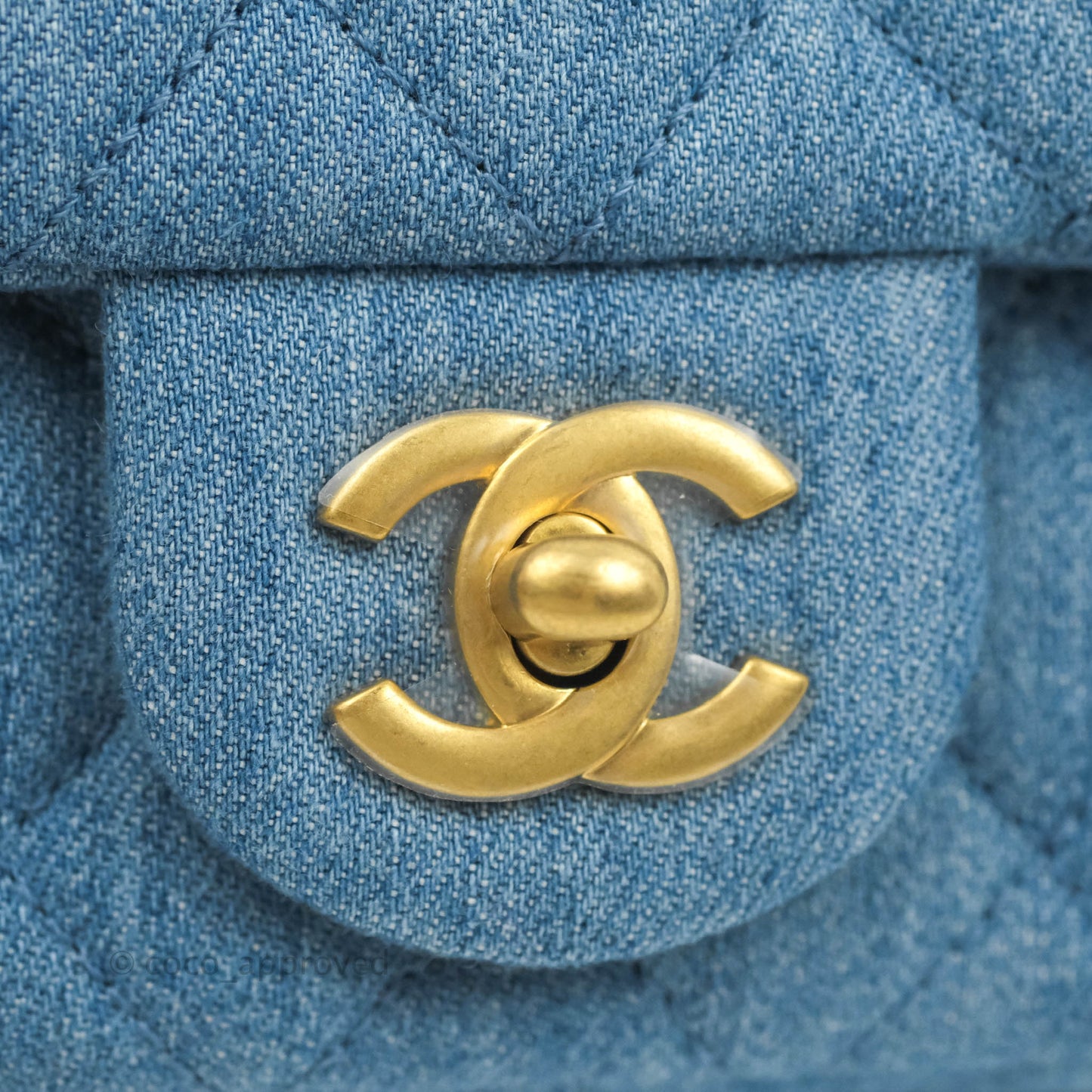 Chanel Mini Rectangular Pearl Crush Quilted Denim Aged Gold Hardware 22C