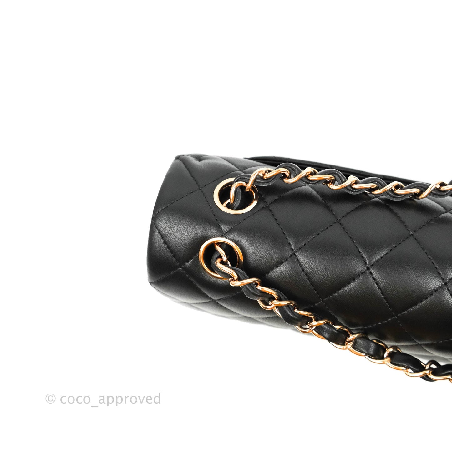 Chanel Classic Small S/M Flap Black Lambskin Rose Pink-Gold Hardware