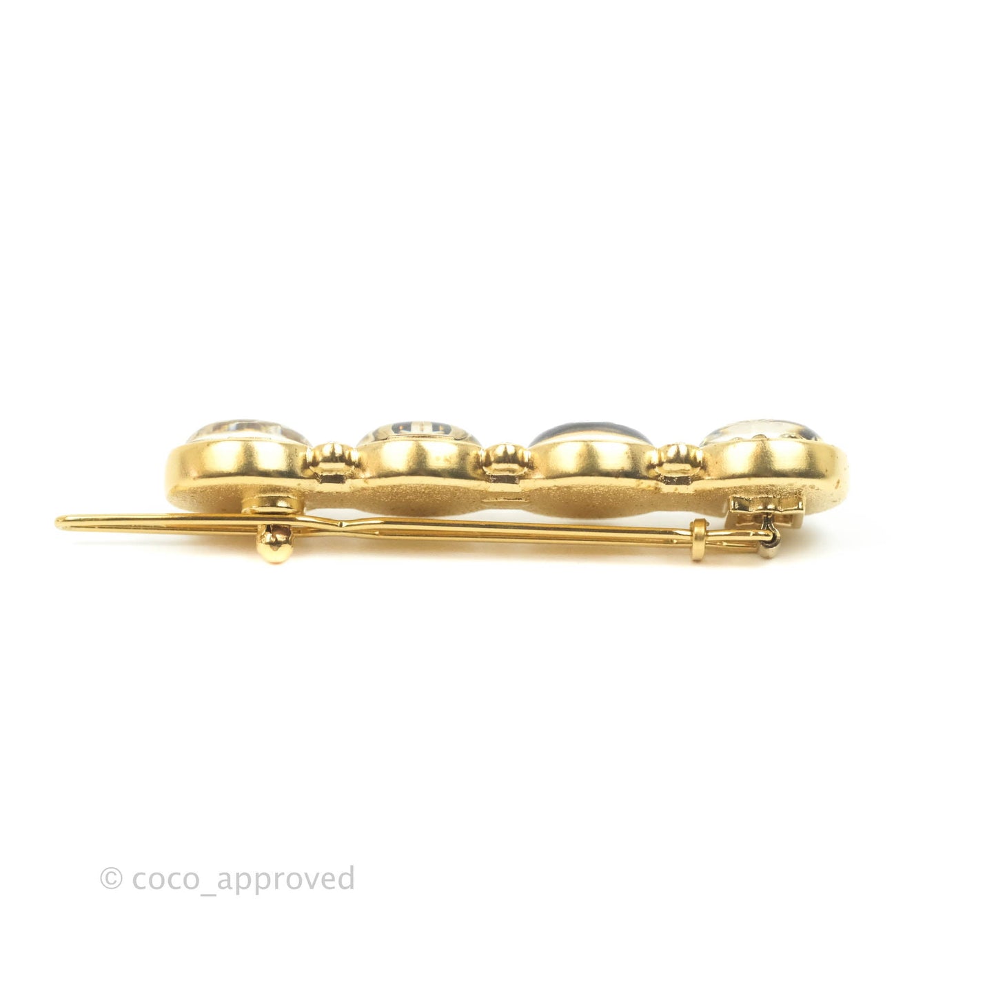 Chanel Clip Barrette Gold Black Crystal 20B