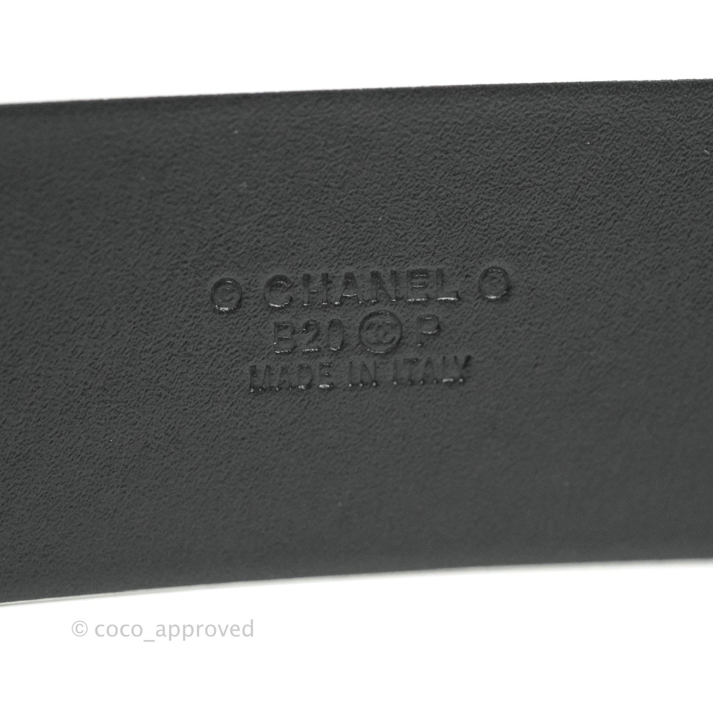 Chanel CC Leather Belt White Caviar Silver Hardware 20P Size 80