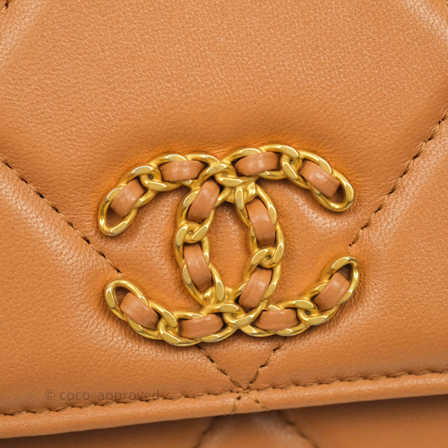 Chanel 19 Wallet on Chain WOC Dark Beige Caramel Lambskin Mixed Hardware 21K