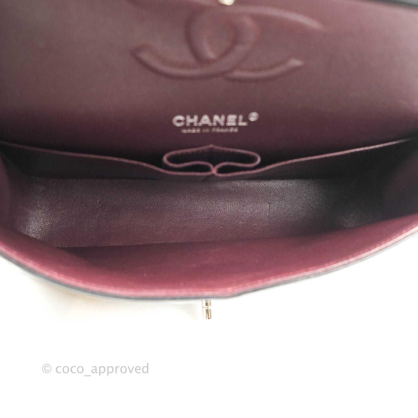 Chanel Classic M/L Medium Double Flap Black Lambskin Silver Hardware