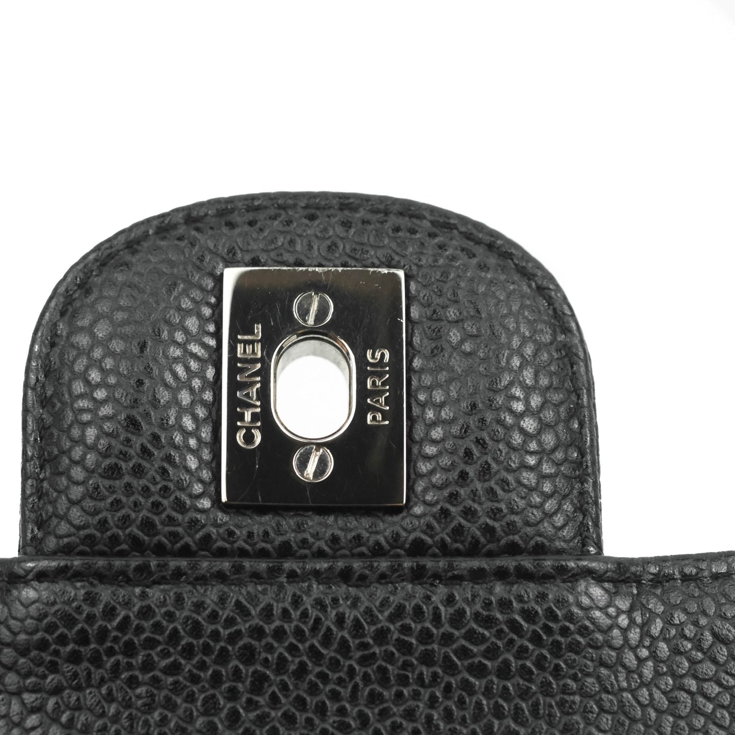 Chanel Mini Square Quilted Black Caviar Silver Hardware