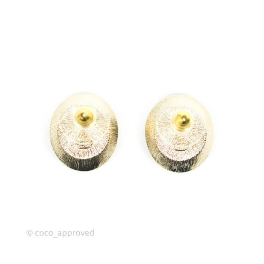 Chanel CC Crystal Black Gold Tone Earrings 21B